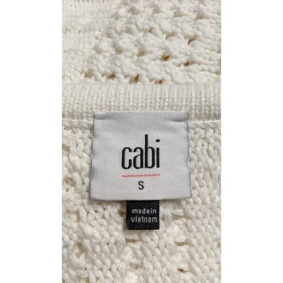 Women's CAbi #5803 Cream Fringe Fiesta Poncho Sweater Top Small EXCELLENT!! - Picture 10 of 12